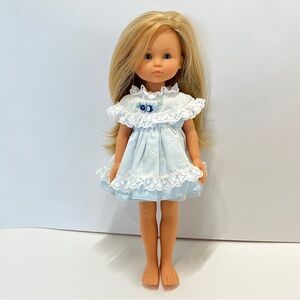 Vintage 2001 Corolle Les Cheries Camille 13" Doll Blonde Blue Royal Dress Lace
